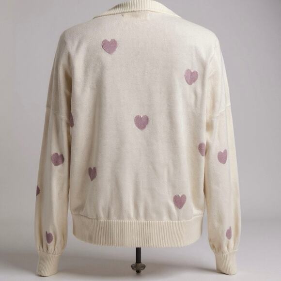 Spiritual Gangster Heart Print Ivory Pullover Sweater Women’s Medium - Picture 3 of 5